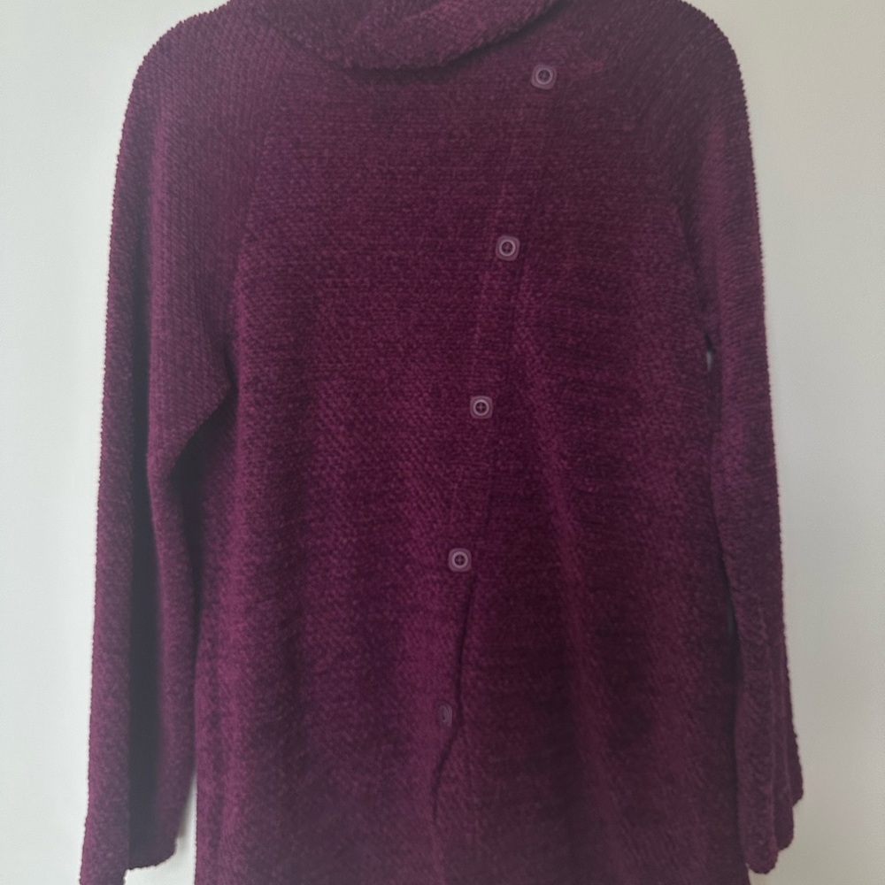 Soft Surroundings Chenille Sweater Women’s Purple Back Buttons - Picture 6 of 6
